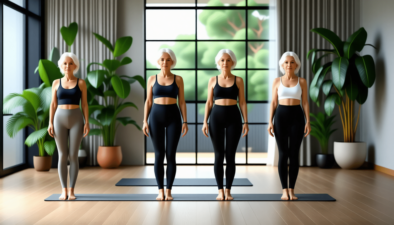 scopri 4 esercizi dolci di pilates in piedi ideali per tonificare tutto il corpo dopo i 55 anni, migliorando forza e benessere in modo sicuro e delicato.